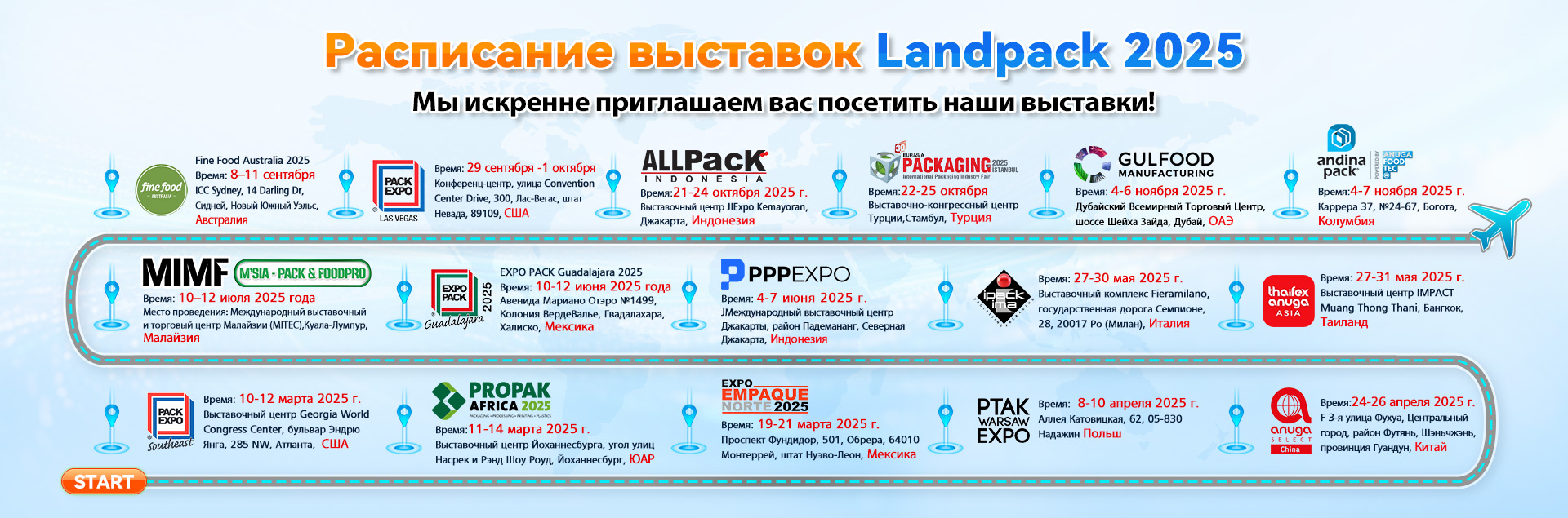 Официальное расписание выставок Landpack 2025